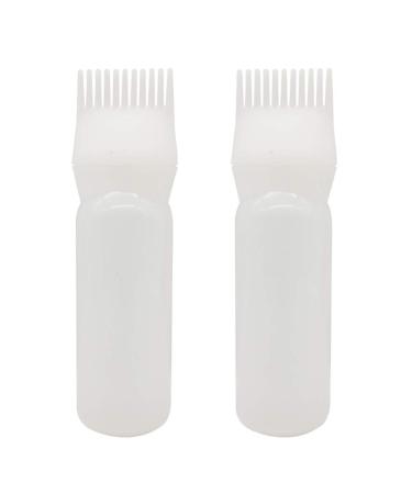 2 Pieces Root Comb Applicator Bottle Hair Coloring Dye Bottle Scalp Treament Essential Salon Hair Cleansing Bottle With Graduated Scale, White