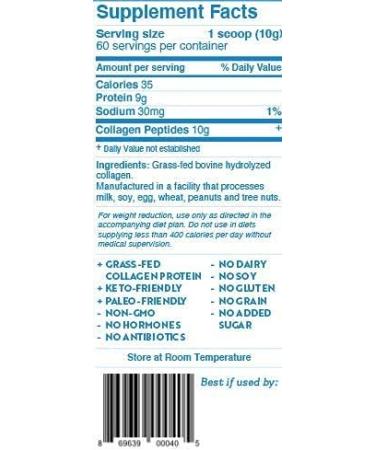 Dr. Kellyann Unflavored Collagen Peptides Powder (60 Servings) Grass-Fed Keto & Paleo-Friendly Non-GMO Gluten-Free 1 Pack - Buy Online on GoSupps.com