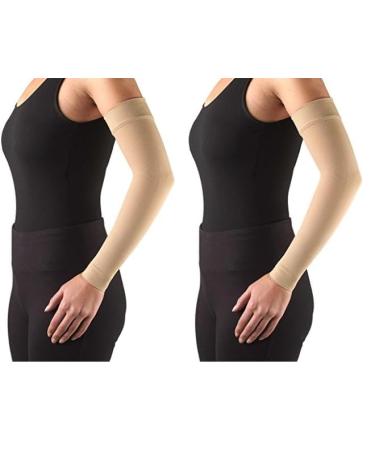 Truform Lymphedema Compression Arm Sleeve 20-30 mmHg Post Mastectomy Support Beige Small (Pack of 2)