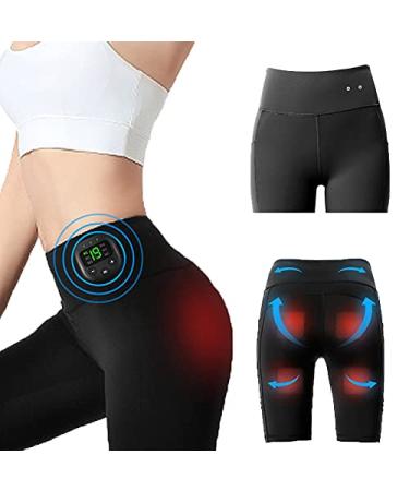 High Waist Shorts Yoga Pants with EMS Muscle Stimulator Rechargeable, Buttock Ultimate EMS Stimulator for Men and Women 8 Modes 19 Intensity Levels Large
