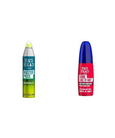TIGI Bed Head Master Piece Hairspray with Extra Strong Hold Unisex Hair Spray 10.3 oz & Bed Head Some Like It Hot Heat Protection Spray for Heat Styling 3.38 fl oz