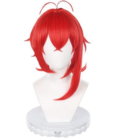 Genshin Impact Diluc Ragnvindr Cosplay Wig with Free Wig Cap - Perfect for Halloween, Parties, Concerts & Weddings - Buy Online on GoSupps.com