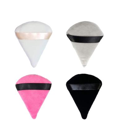 4 Pcs Powder Puff Face Triangle Makeup Blending Puff Wet Dry Makeup Tool with Strap for Loose Powder