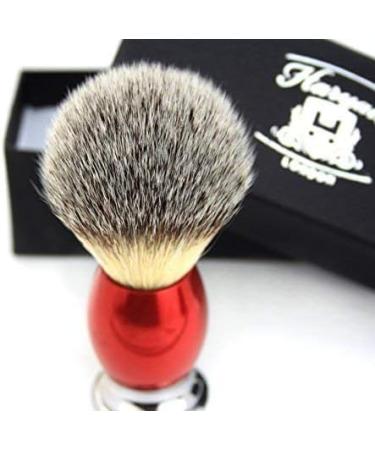 Premium Synthetic Hair Shaving Brush | Red & Silver Handle | Perfect Men's Gift Box - Buy Online on GoSupps.com
