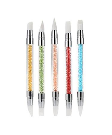 Frcolor 5pcs GEL Nail Art Pen Carving Brush Silicone Head Acrylic Handle Salon Tool Set