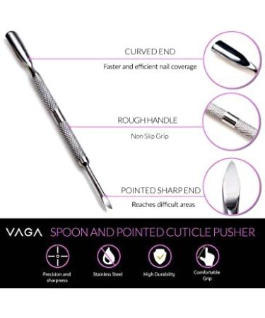 VAGA Set of 4 Professional Stainless Steel Manicure Cuticle Tools - Double Ended Pushers, Trimmers, Cutters, Scrapers - Nail Care Accessories - Buy Online on GoSupps.com