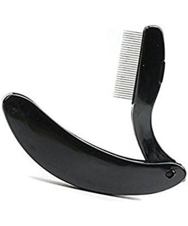 1PCS Black Professional Foldable Stainless Steel Teeth Eyelash Comb - Portable Eyebrow Brush Shaper Brow Groomer Mascara Comb Lash and Brow Makeup Brush Beauty Tool - Buy Online on GoSupps.com