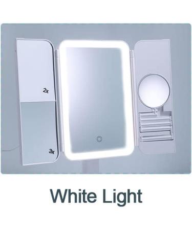 BS-MALL Tri-fold LED Makeup Mirror with Trifold Lights and 10X Magnification - White | Vanity Beauty Mirror - Buy Online on GoSupps.com