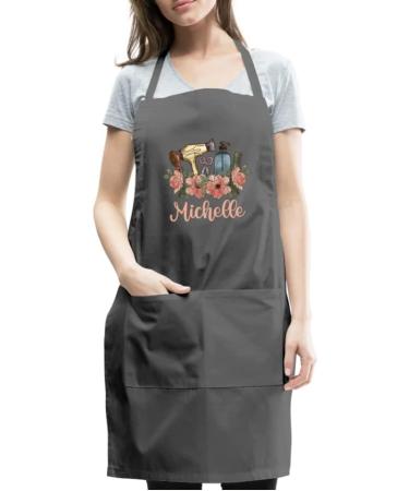 Custom Hair Stylist Apron - Personalized Floral Pink Apron with Pockets for Women | Ideal for Salon Barber & Beauty School Students - Lightweight Cotton Design - Buy Online on GoSupps.com