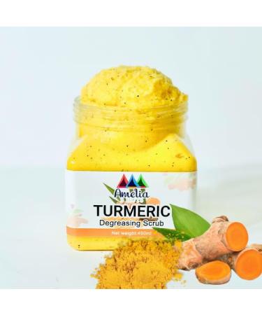 Turmeric Degreasing Scrub Moisturizing Exfoliating Body Face Hands Feet Scrub Nourishes Skin Deep Cleansing Brightens the Skin from Dark Spots Blemish Treatment.