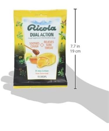 Ricola Dual Action Honey Lemon Throat Drops - 19 Drops - Natural Cough Suppressant & Throat Soother - Buy Online on GoSupps.com