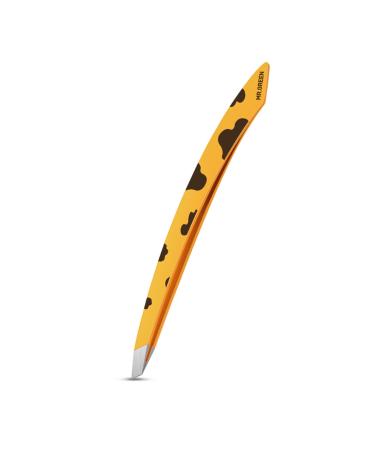 MR.GREEN Curve Handle Eyebrows Tweezers Professional Fine Hairs Removal Puller Makeup Tools Stainless Steel Beauty Clips Removal (Light Yellow)