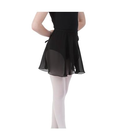 Bezioner ballet skirt wrap skirt dance skirt made of chiffon with waist tie for girls and women L (150-170 cm) black