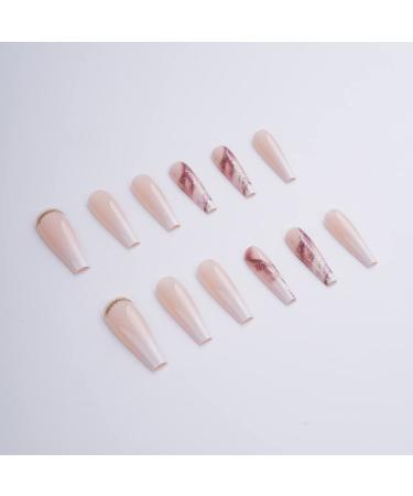 Xerling 24Pcs Glitter Press-On Nails | Gradient Coffin Ballerina Nail Tips | Full Cover False Nails for Women | International Shipping Available - Buy Online on GoSupps.com