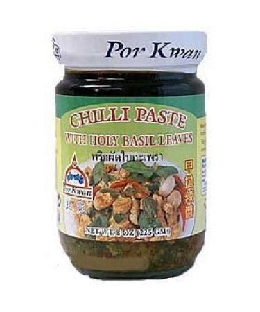 Por Kwan Thai Chili Paste with Holy Basil Leaves - 8 oz jar