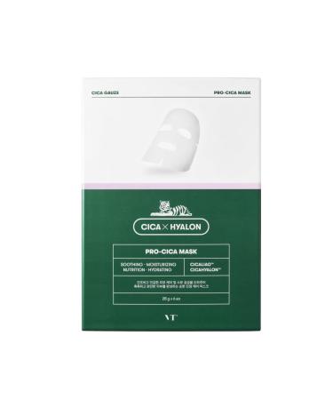 VT COSMETICS PRO CICA Mask (6Pcs) - Sheet Mask | Hyalon Mask | Moisturizing mask | Centella Asiatica Extract | CICA Pair | Acne care | Korean Skin Care