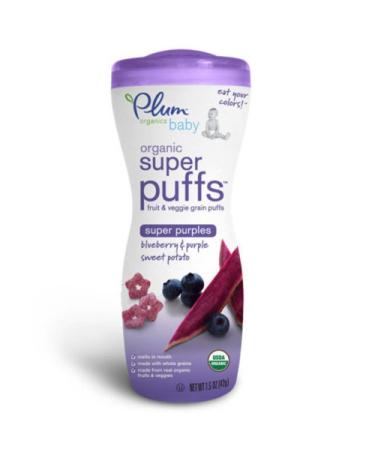 Plum Organics Super Puffs Organic Veggie Fruit & Grain Puffs Blueberry & Purple Sweet Potato 1.5 oz (42 g)