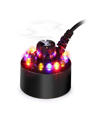 PAIDUOJI que LED Lights Color Changing 12 LED Lights Pond Fountain Fogger Humidifier Atomizer with AC Adapter (Black)