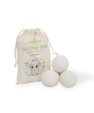 Wool Dryer Balls XL Organic 100% Newzeland Wool Fabric Softener Reusable Laundry Balls for Dryer Reduces Clothing Wrinkles (6 Pack) White