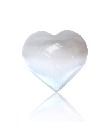 1pc Heart Shaped Translucent Plaster Selenite Crystal Hearts of Palm Worry Stone Crystal for Meditation
