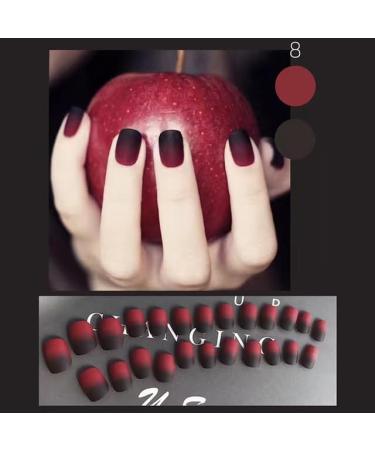 MENILITHS 24Pcs/Set Press On Nails Gradient Wine Red Frosted Bride Style Patch False Nails Acrylic Fake Nails Full Cover Nails Tips Artificial Finger Manicure Press on nails for Women and Girls - Buy Online on GoSupps.com