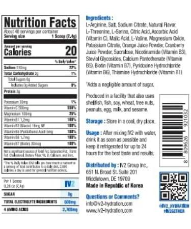 IV2 Premium Hydration Powder | Sugar-Free Electrolyte Mix with Amino Acids & Vitamins | Vegan Non-GMO Gluten-Free | 40 Servings - Buy Online on GoSupps.com
