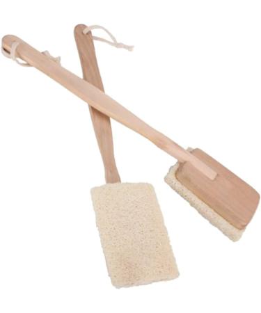 Cabilock Bath Sponge - 2pcs Natural Wooden Spa Back Scrubber with Loofah Brushes - Buy Online on GoSupps.com