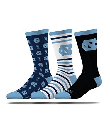 Strideline NCAA Mens Dress Socks- The Executive 3 Pack-One Size Fits Most North Carolina Tar Heels One Size