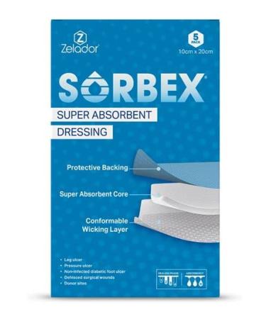 Sorbex Super Absorbent Dressing Pad for Moderate to Heavy Exuding Wounds (10x20cm) Medium