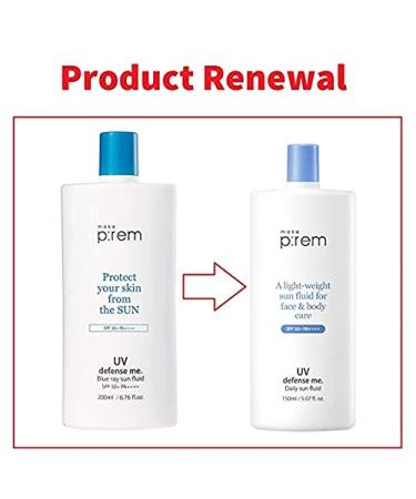 Make P:Rem UV Defense Me Daily Sun Fluid 150ml SPF 50+ PA++++ - Best Sunscreen for All Skin Types | Shop Internationally - Buy Online on GoSupps.com