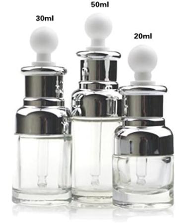 50ml Refillable Clear Glass Essential Oil Bottle with Glass Pipette - Elite Fluid Cosmetics Jar - Buy Online on GoSupps.com