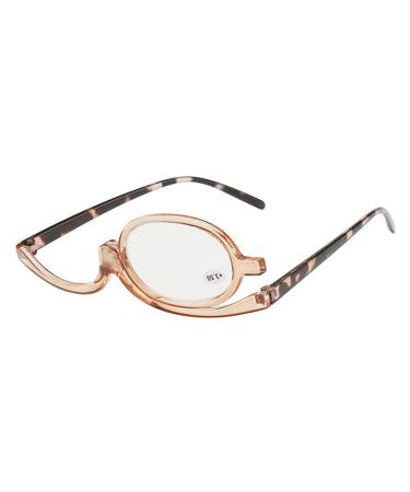 Bavooty makeup reading glasses rotatable make-up glasses make-up glasses for presbyopia and hyperopia make-up glasses with single lenses rotating flip down lens reader-flop glasses for women brown 2.00