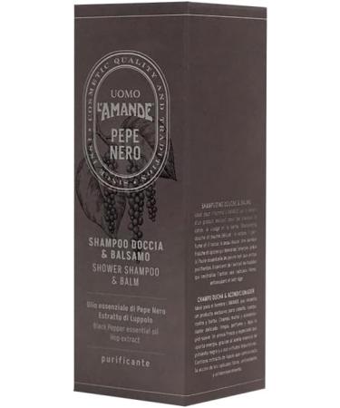  L'Amande L'AMANDE - Purifying & Energizing Men's Shower Shampoo & Conditioner with Black Pepper - Cleansing & Shower Gel Moisturizing Body Shampoo Hair Face Beard Gentle Foaming Gel - Buy Online on GoSupps.com