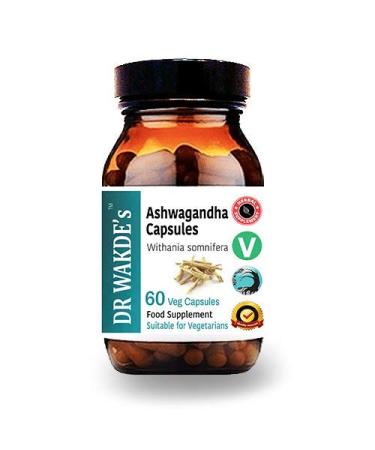 DR WAKDE'S Ashwagandha Capsules (Indian Ginseng Withania somnifera 60 Veg Caps Plant-Based Supplement Ayurvedic Herb All Natural Vegan)