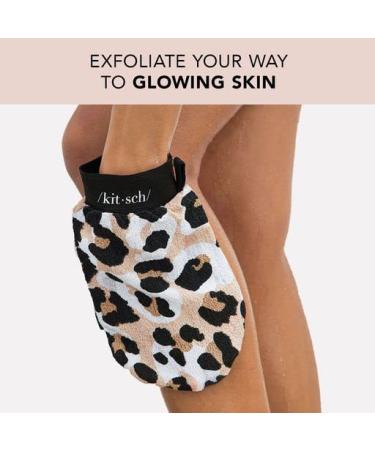 Kitsch Exfoliating Glove - Eco Friendly Body Scrubber for Skin Renewal | Detoxifying Exfoliator Mitt | Dead Skin Remover | Shower Gloves - Leopard - Buy Online on GoSupps.com