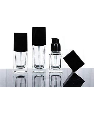 2 x Refillable Pumping Bags - Transparent Square Glass Travel Lotion Container with Black Pump Head - 15ml Cosmetic Dispenser - Buy Online on GoSupps.com