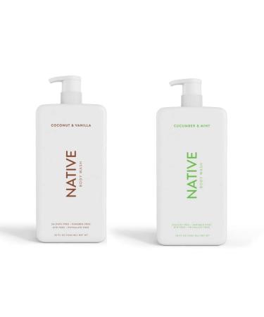 Native Body Wash | Coconut & Vanilla Cucumber & Mint - 36 oz bottle with pump - Pack of 2