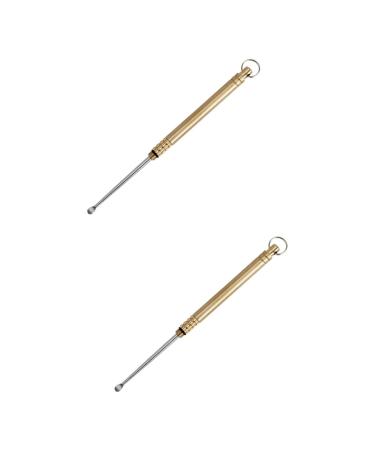 FRCOLOR 2pcs Titanium Alloy Ear Spoon Ear Pick Spoon Titanium Alloy Earpick Ear Cleaner Tools Portable Ear Pick Ear Wax Cleaner Digging Ear Spoons Earwax Removable Spoon Ear Wax Picker Goldenx2pcs 11.2x0.7cmx2pcs