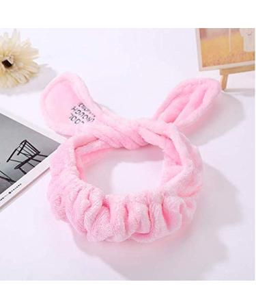 Spa Facial Headband 2 Pack - Rabbit Ear Design for Makeup and Shower - Adjustable Towels for Facial Treatment - White and Pink - Buy Online on GoSupps.com