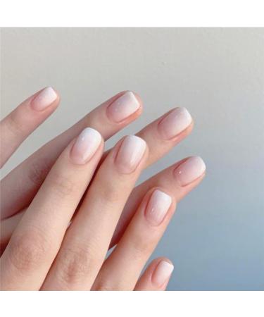 Justotry 24 pieces gradient angular nails for sticking out pattern milky press on nails beautiful artificial nails fake nails for nails art square french fingernails artificial nails for women 921white & gradient4 - Buy Online on GoSupps.com