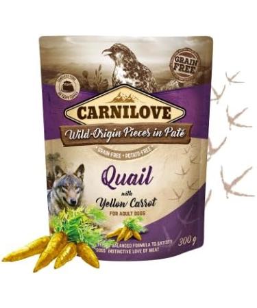 Carnilove Quail with Yellow Carrot | Pack of 3 | 3 x 300 g | Wet Food for Adult Dogs | Quail with Yellow Carrot | Grain Free | 85% Meat and Offal - Buy Online on GoSupps.com