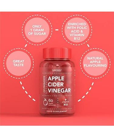 Apple Cider Vinegar Gummies 1000mg - High Strength Enhanced with Vitamin B12 Folic Acid & Natural Juices - 500mg per Apple Cider Vinegar Gummy - 60 Vegan ACV Gummies That Work Fast - Buy Online on GoSupps.com