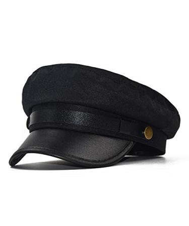GRNUS Chauffeur Hat for Men Women Classic Vintage Newsboy Cap Costume Hats Beret Cap One Size Black