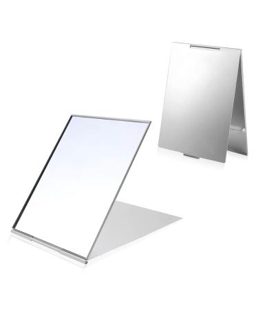 LELE LIFE 2Pack Ultra-Slim Portable Folding Mirror Aluminum Shell Easy to Carry Travel Makeup Mirror Desktop Folding Mirror Vanity Mirror 6.7 5.1in L Large