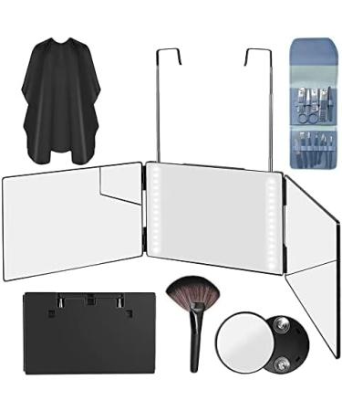 3 Way Mirror with LED Lights & 10X Magnifying Mirror Bundle - Perfect for Self Hair Cutting & Grooming | Great for Self Barbering & Make-up - Buy Online on GoSupps.com