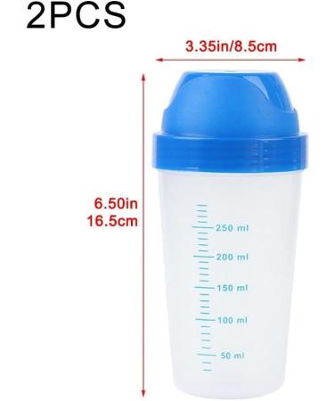 2pc Transparent Shaker Bottle Milkshake Protein Powder Mixing Bottle Shake Cup Practical Water Bottle Drinkware 300ml - Buy Online on GoSupps.com