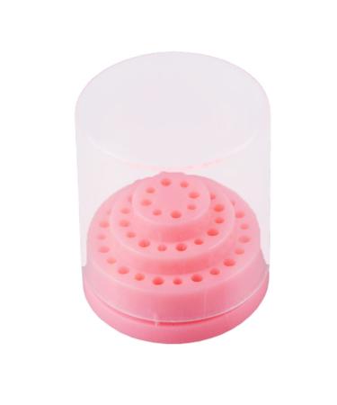 Nail Drill Bits Holder Acrylic Nail Drill Stand Displayer Organizer Container 48 Holes Manicure Tools Storage Box With Acrylic Cover Pink nail drill bit Organizer