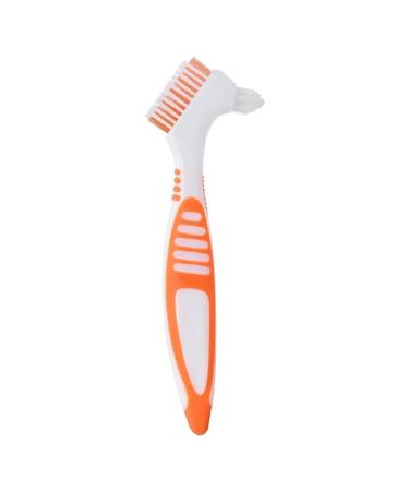 Ad-bcrbgen 1PC toothbrush portable ergonomic prosthesis cleaning brush multi-layered bristle false teeth Brushdual heads of mouthwashing tools (color: yello)