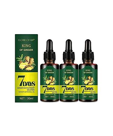 Hair Regrow 7 Day Ginger Germinal Essential Oil Hair Growth Hair Loss Treatment Hair Care Hair Growth Serum for Men & Women 30ml(3 Pack)