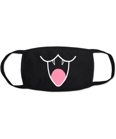 Mis.Moon 4 Pack Cartoon Pattern Face Masks - Stylish Black Cotton Dustproof Masks for Kids & Adults - Buy Online on GoSupps.com